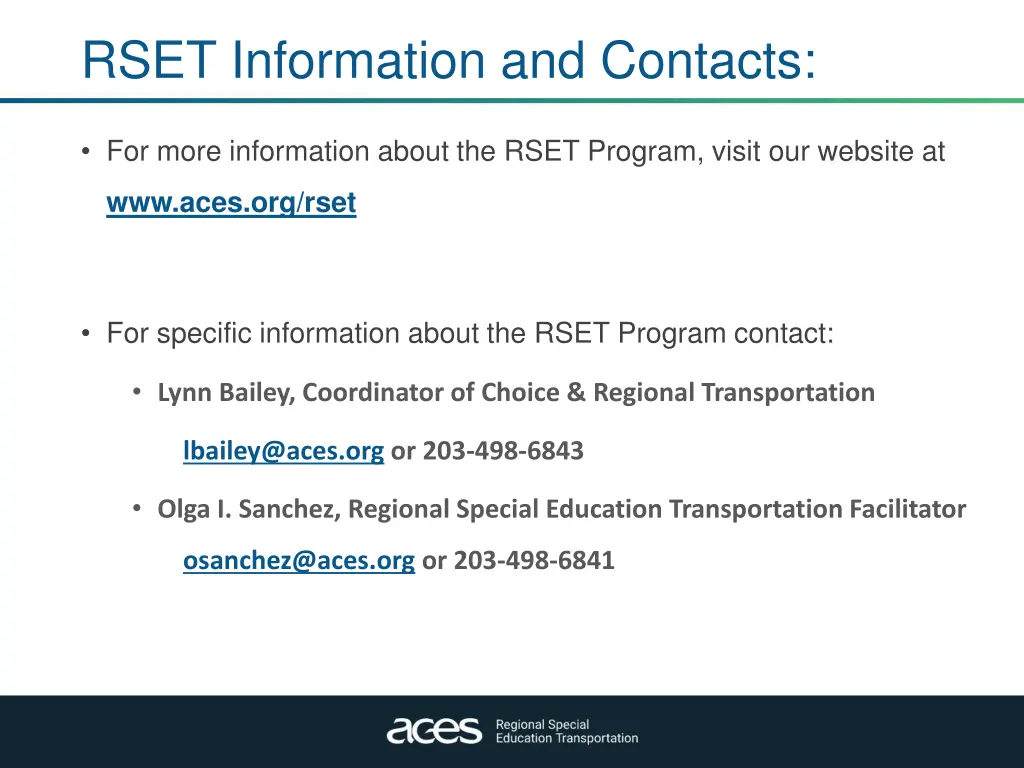 rset information and contacts