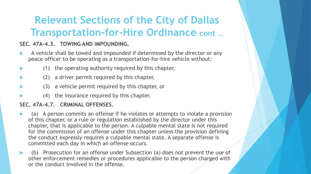 relevant sections of the city of dallas 2