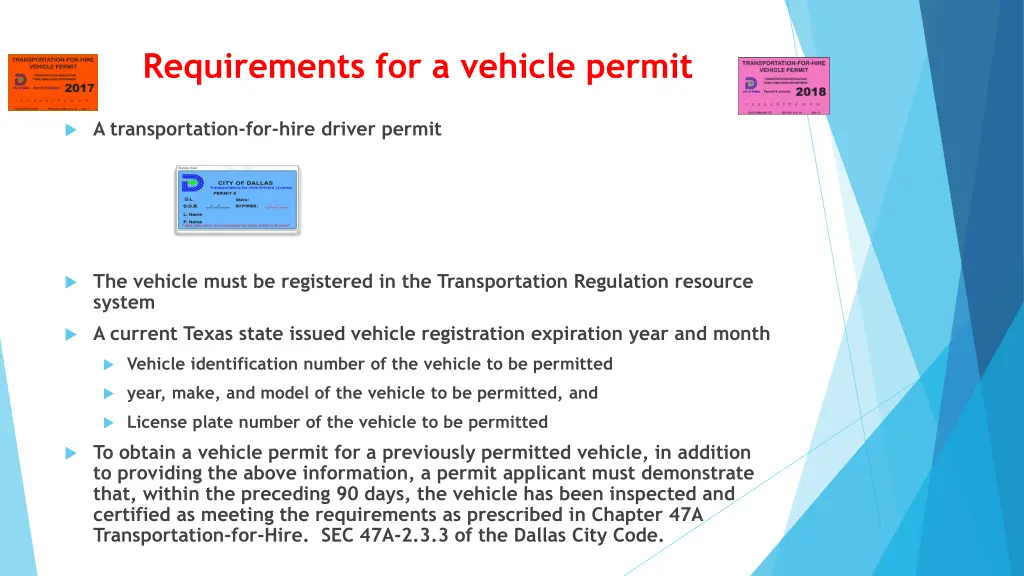 requirements for a vehicle permit