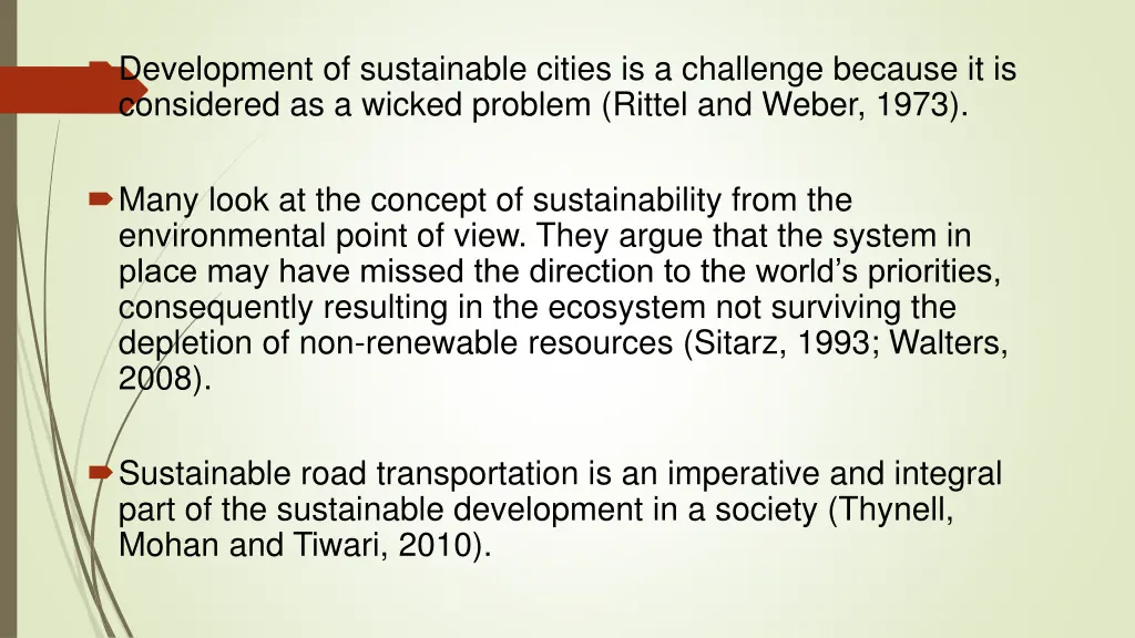 development of sustainable cities is a challenge