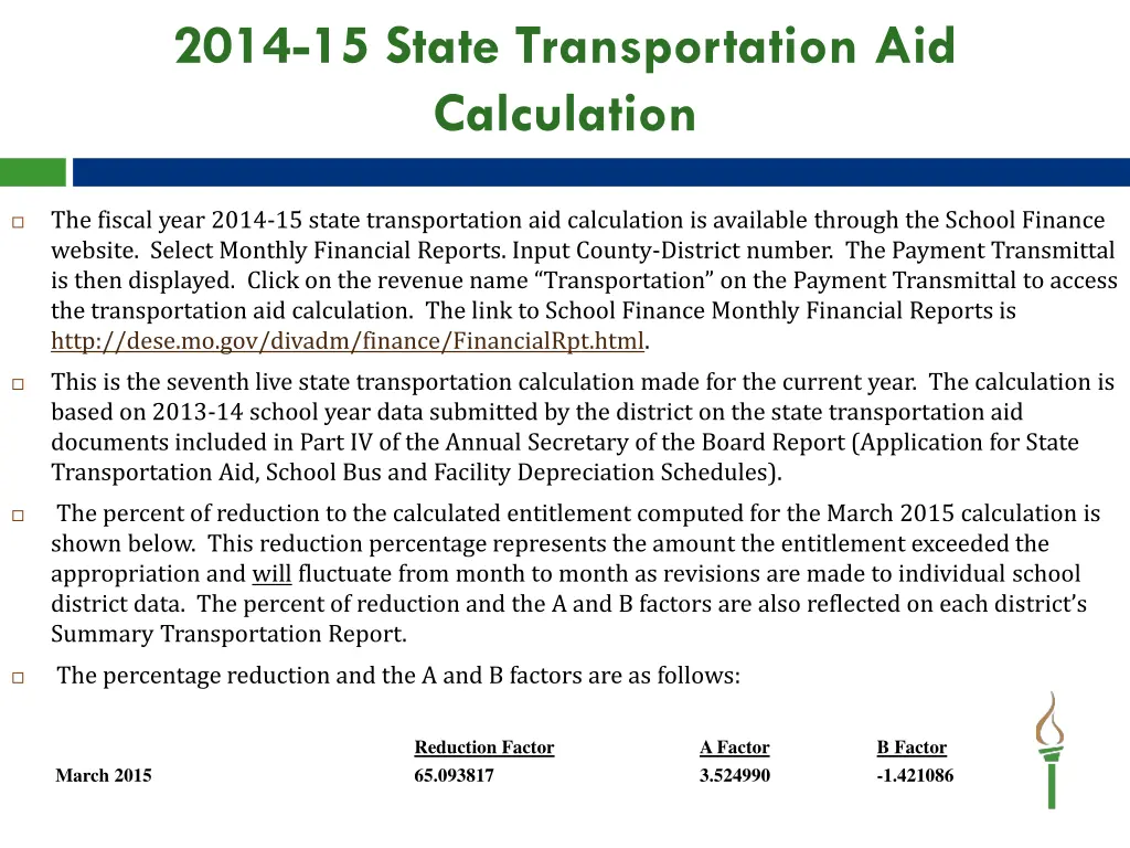 2014 15 state transportation aid calculation