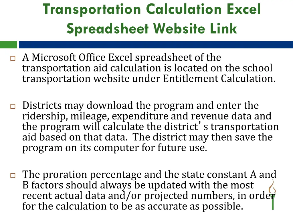 transportation calculation excel spreadsheet