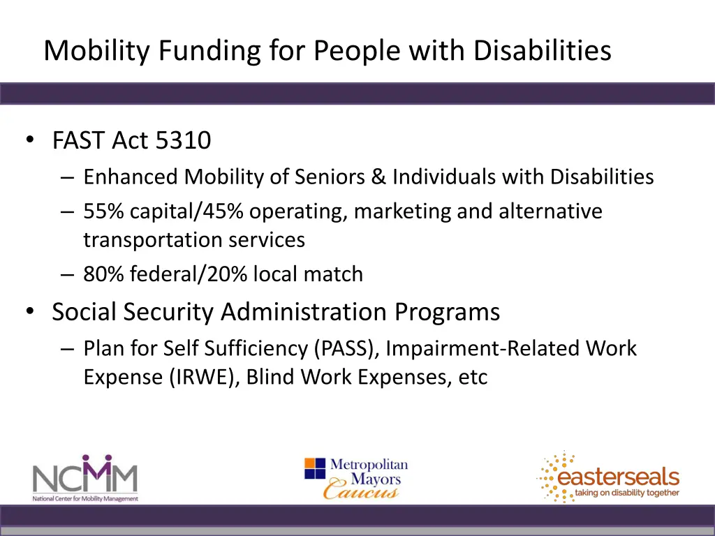 mobility funding for people with disabilities