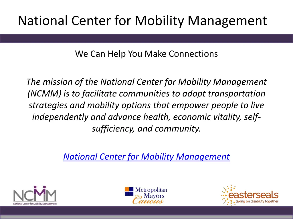 national center for mobility management