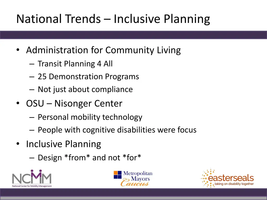 national trends inclusive planning