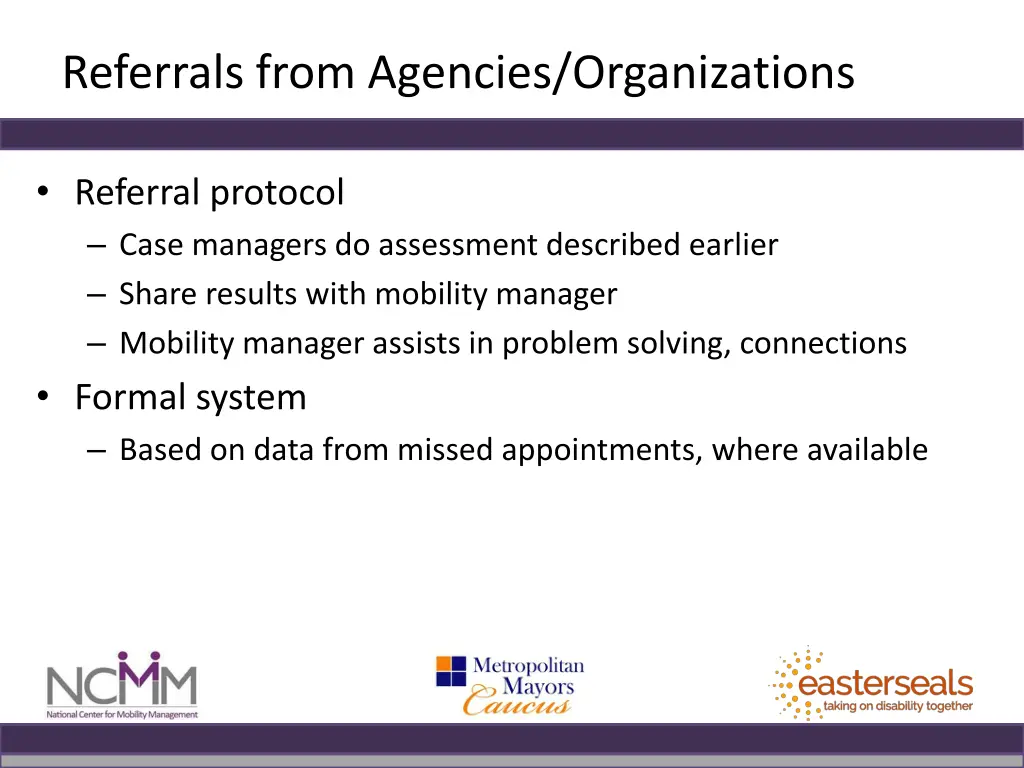 referrals from agencies organizations