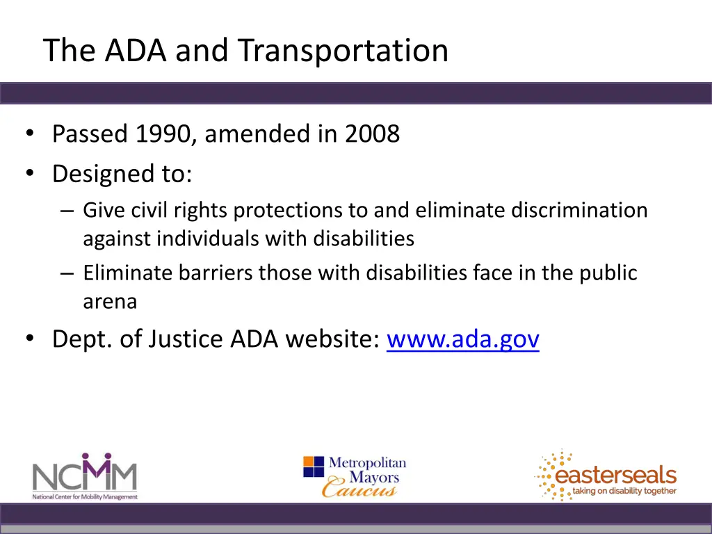 the ada and transportation