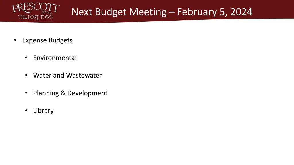 next budget meeting february 5 2024