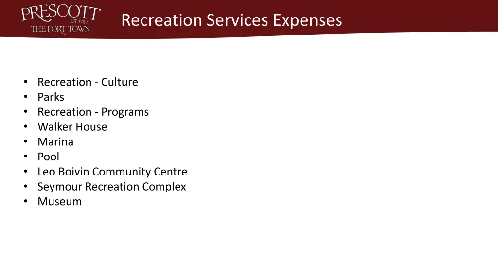 recreation services expenses