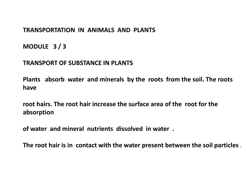 transportation in animals and plants