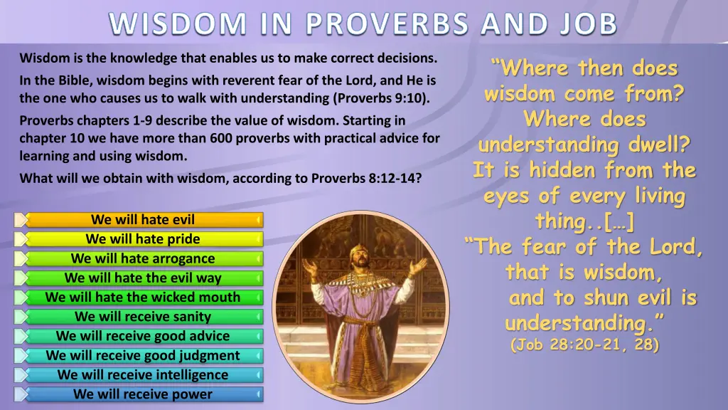 wisdom in proverbs and job