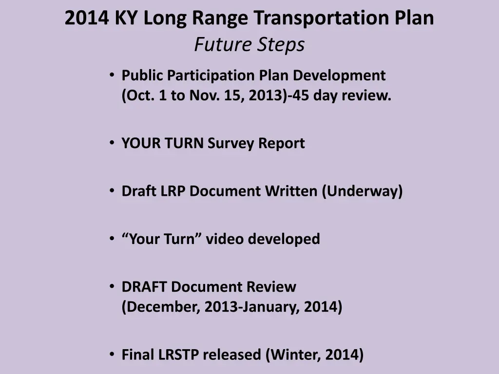 2014 ky long range transportation plan future