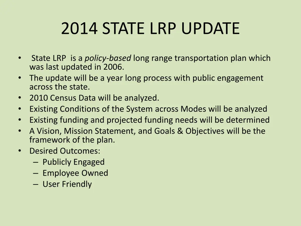 2014 state lrp update