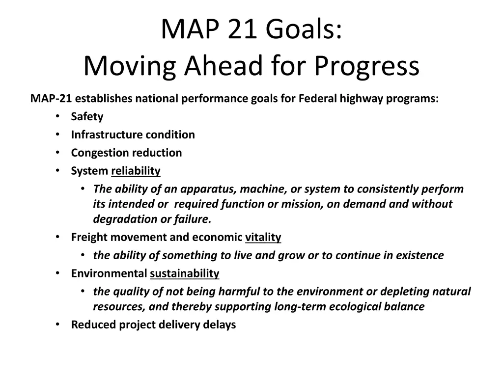 map 21 goals moving ahead for progress