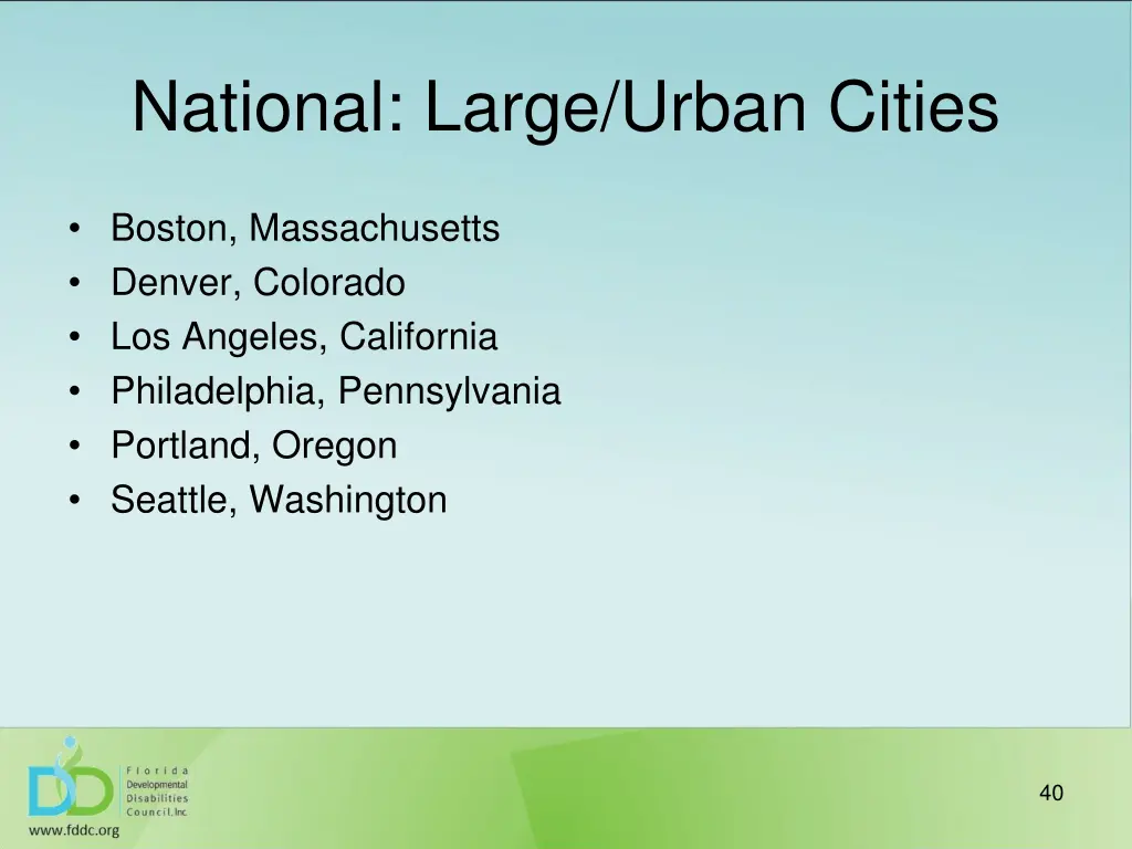 national large urban cities