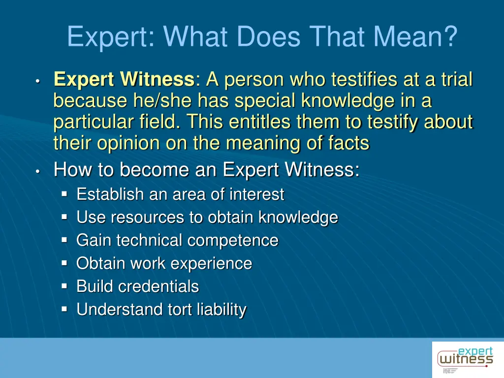 expert what does that mean