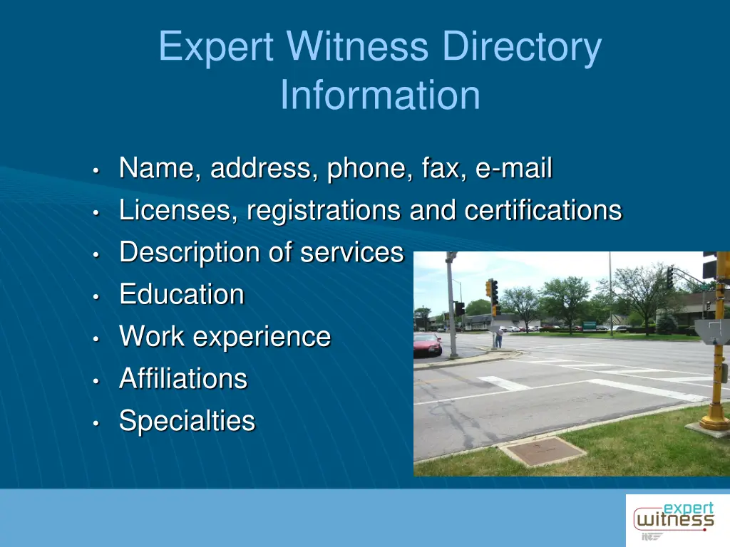 expert witness directory information