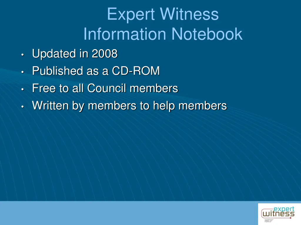 expert witness information notebook updated