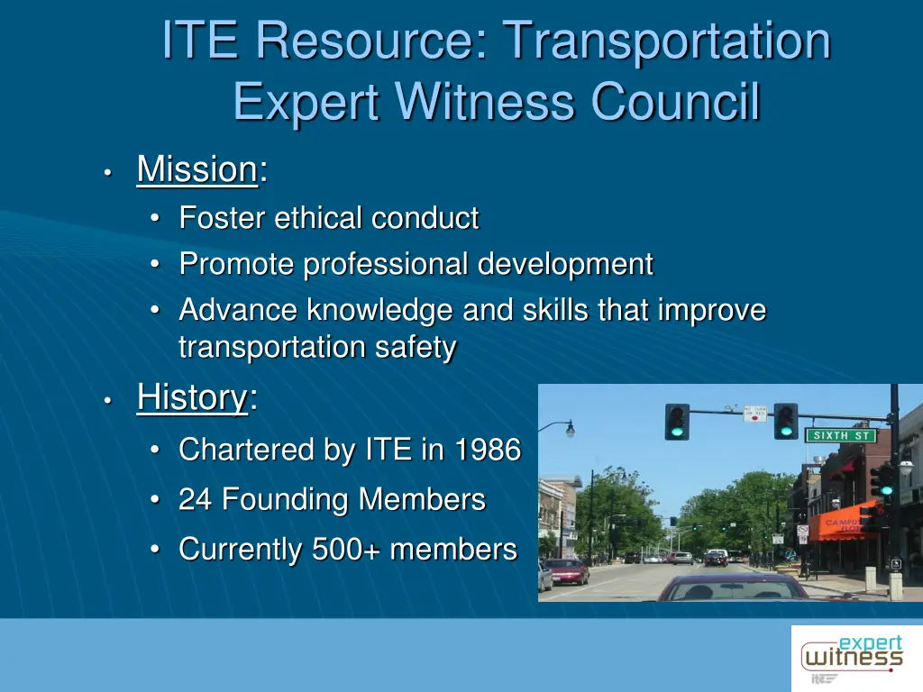 ite resource transportation expert witness council