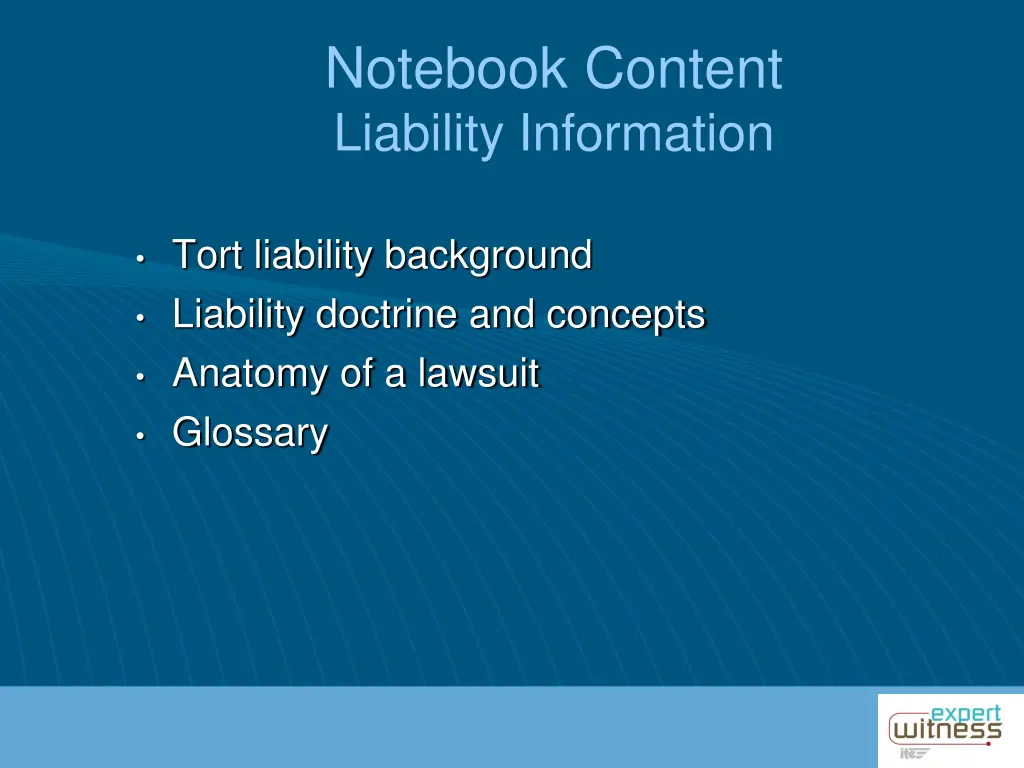 notebook content liability information