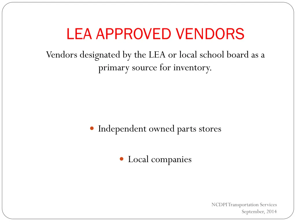 lea approved vendors