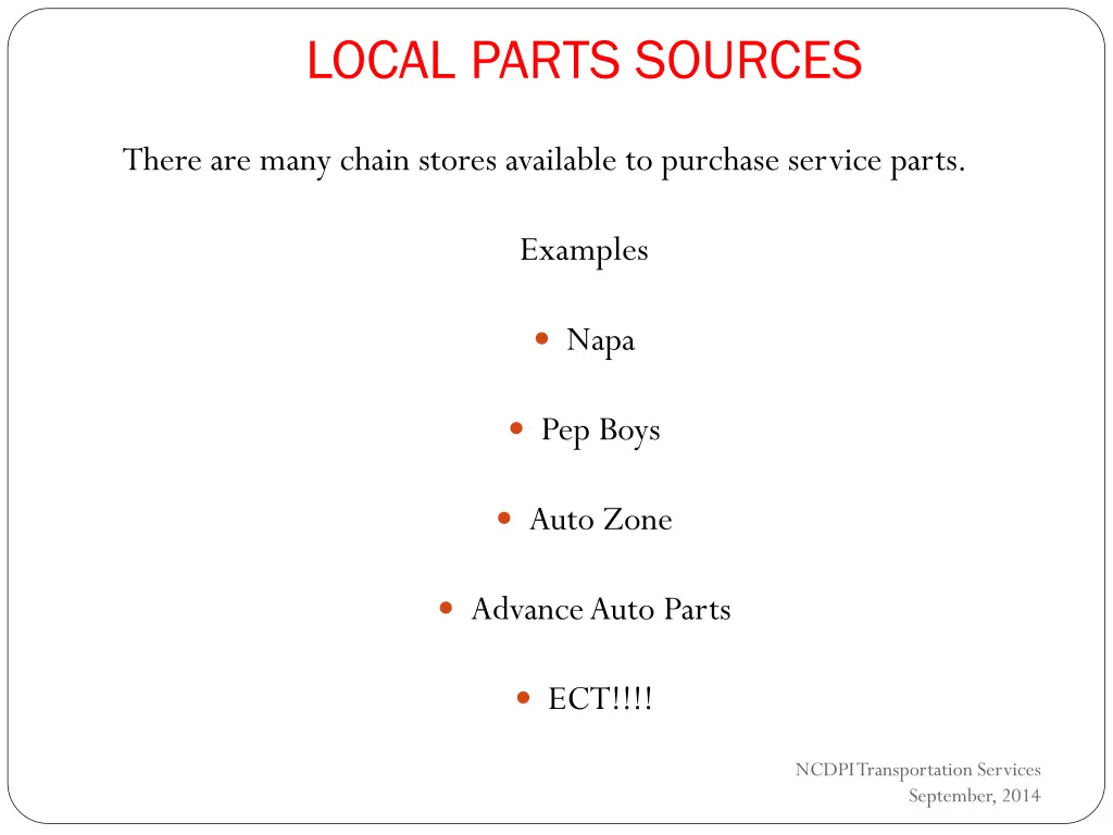 local parts sources