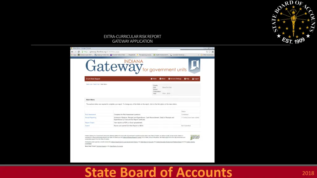 extra curricular risk report gateway application