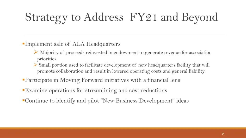 strategy to address fy21 and beyond 1