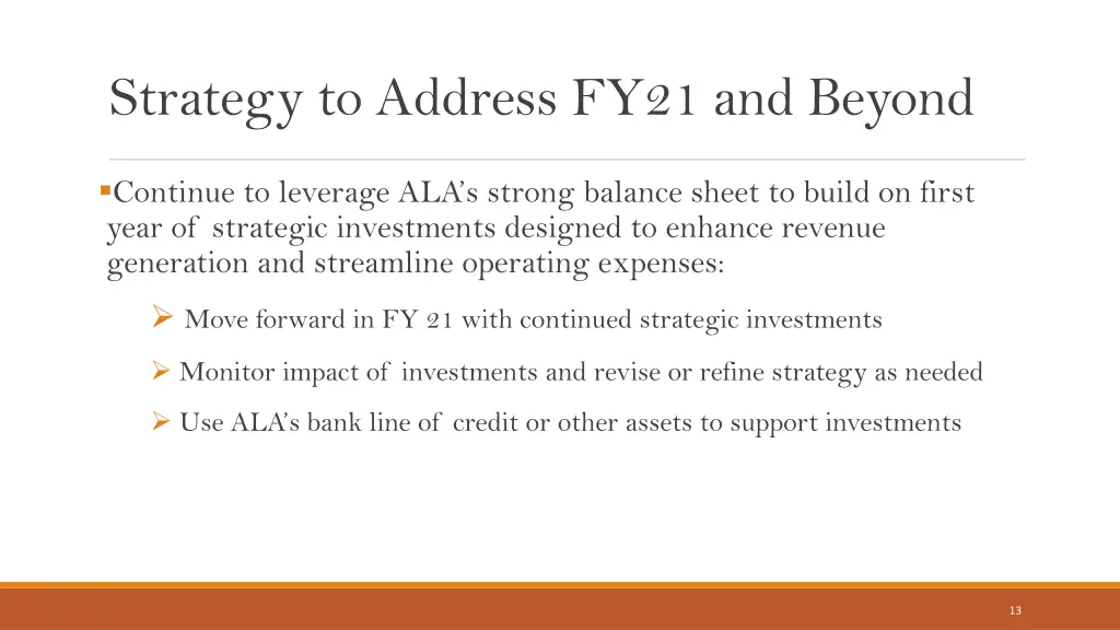 strategy to address fy21 and beyond