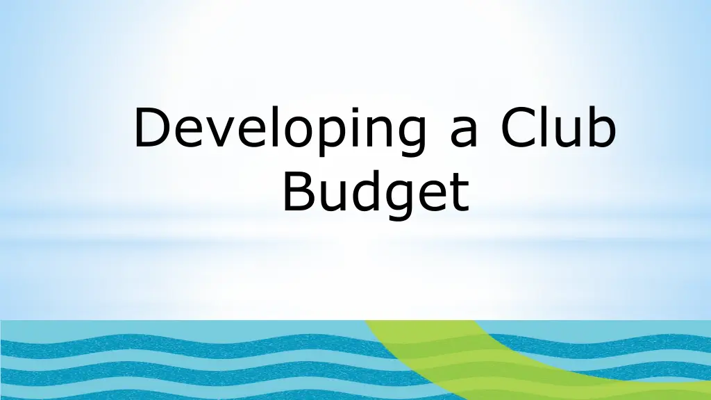 developing a club budget