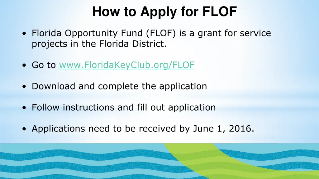 how to apply for flof