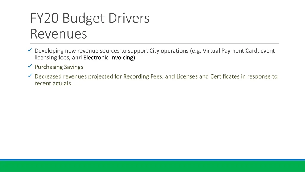 fy20 budget drivers revenues