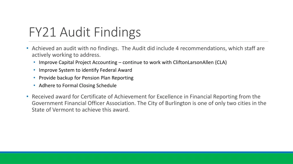 fy21 audit findings