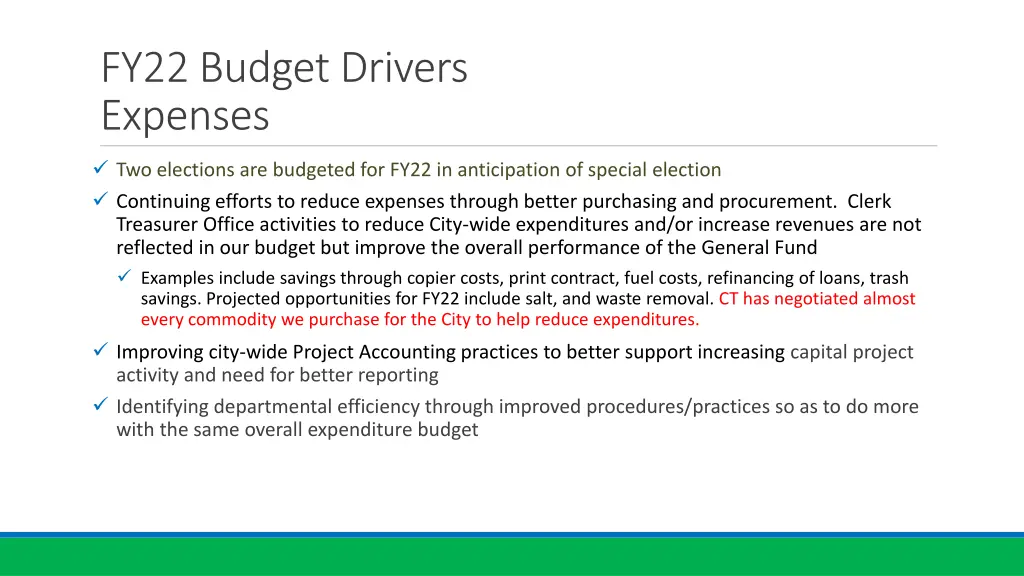 fy22 budget drivers expenses