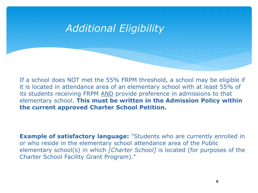 additional eligibility