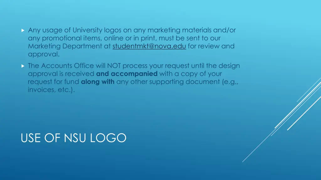 any usage of university logos on any marketing