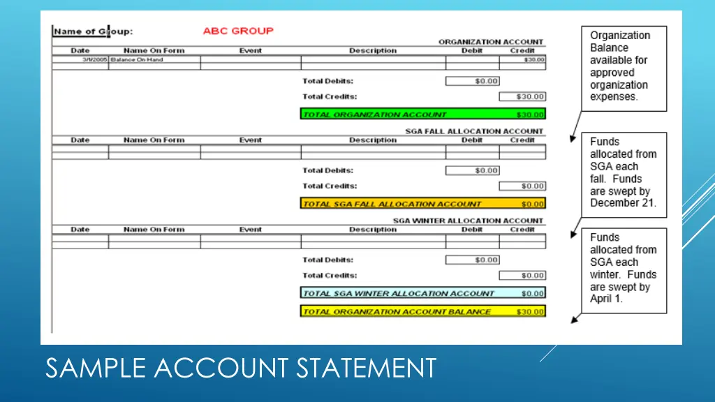 sample account statement