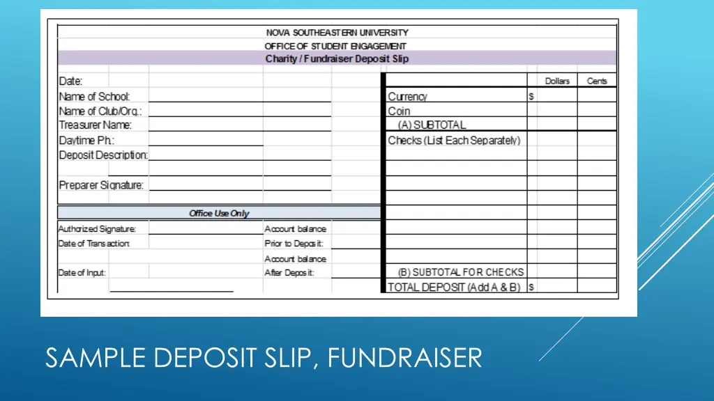 sample deposit slip fundraiser