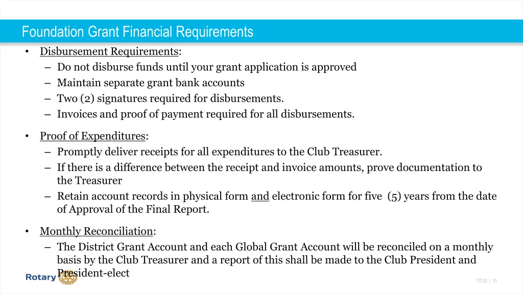 foundation grant financial requirements