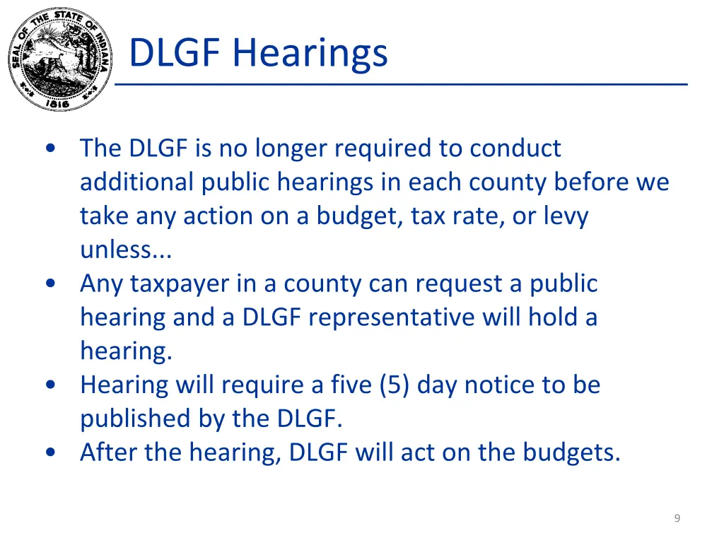 dlgf hearings