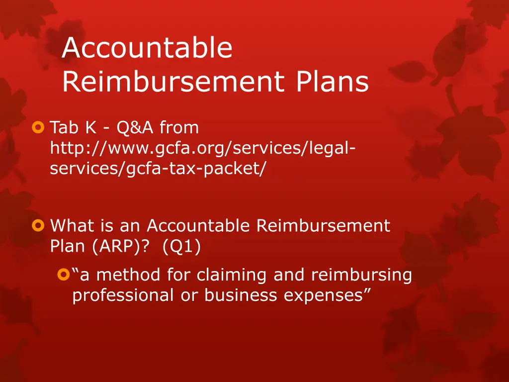 accountable reimbursement plans