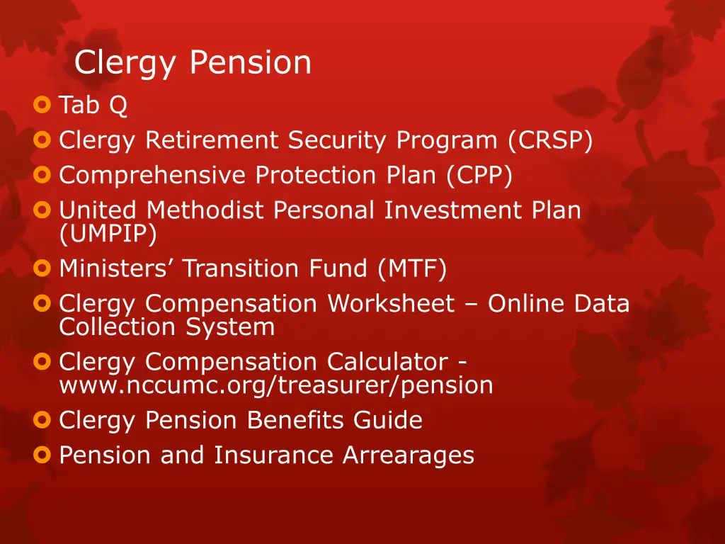 clergy pension tab q clergy retirement security