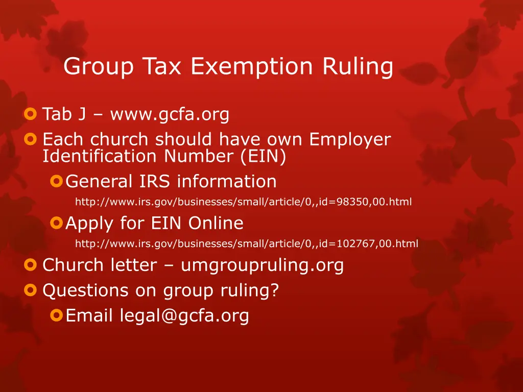 group tax exemption ruling