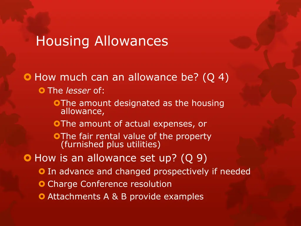 housing allowances 1