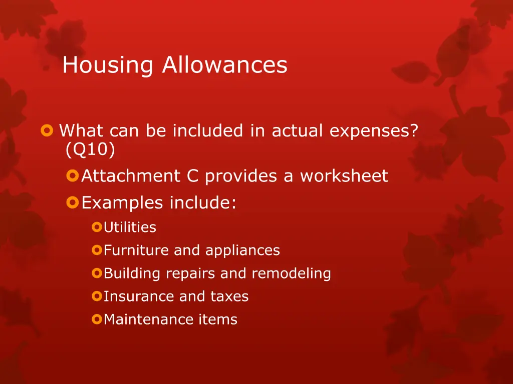 housing allowances 2