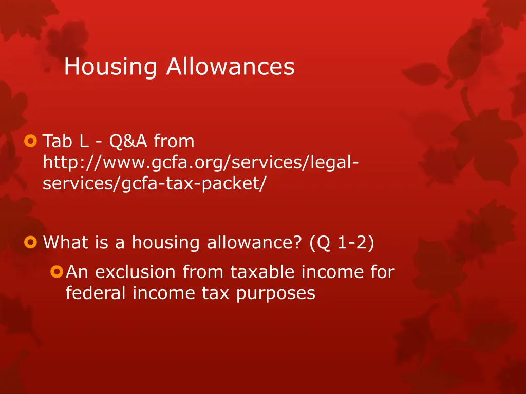 housing allowances