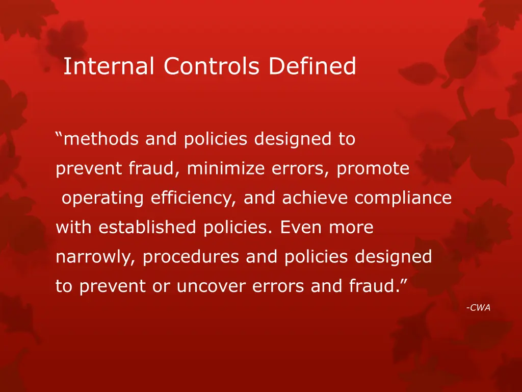 internal controls defined