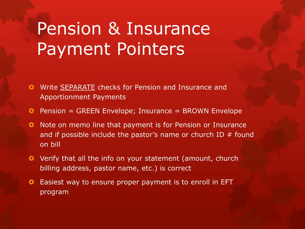 pension insurance payment pointers