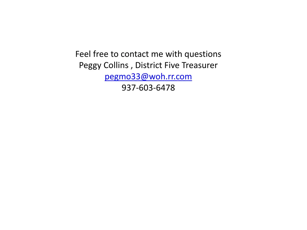 feel free to contact me with questions peggy