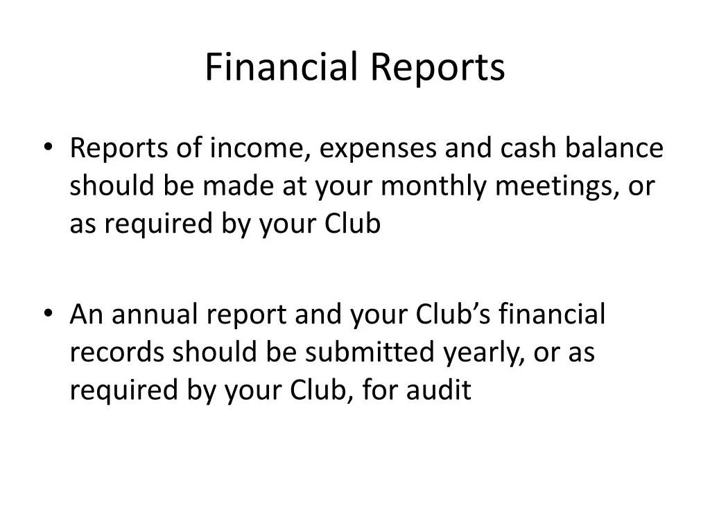 financial reports